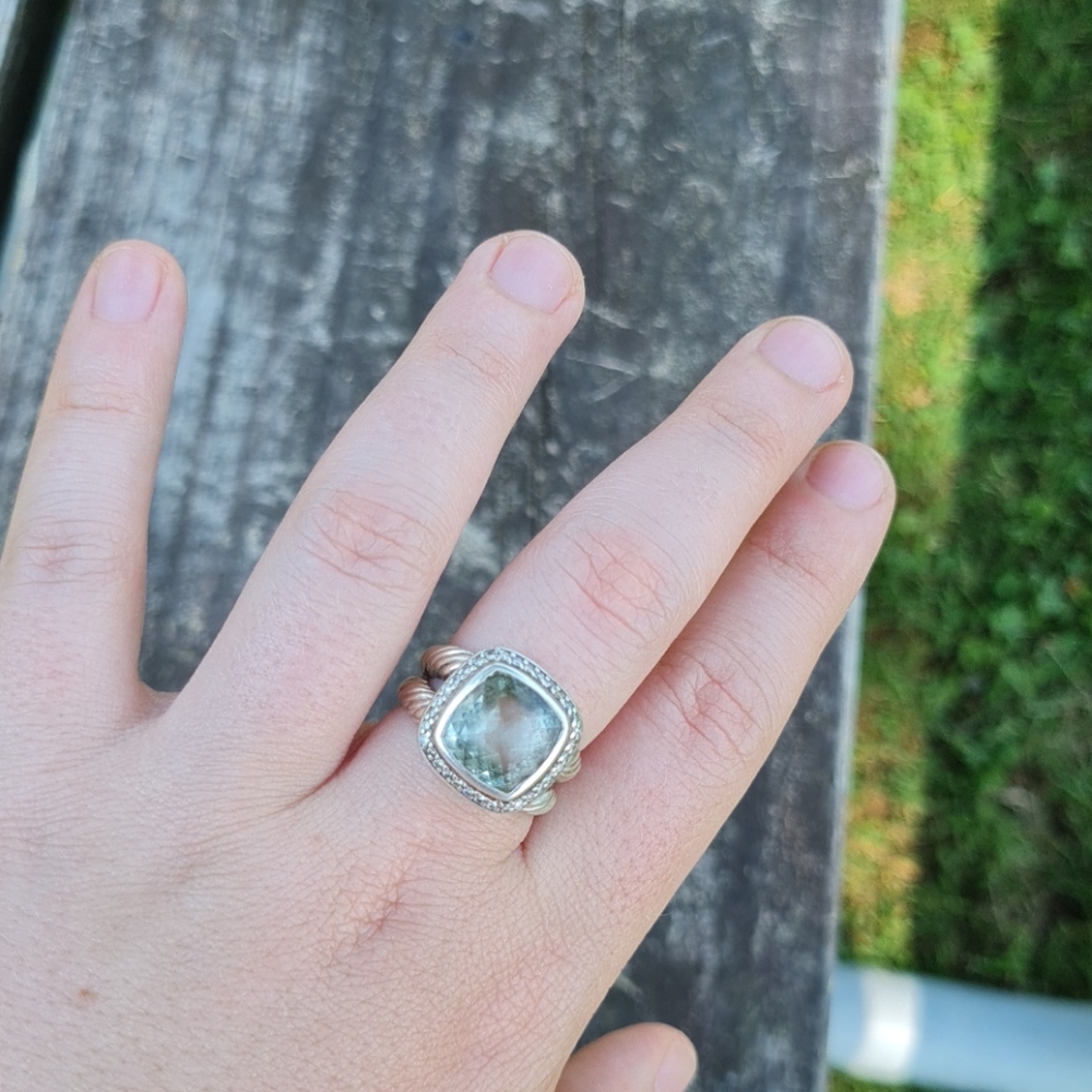 Authentic David Yurman Albion Prasiolete Ring 11mm - Picture 7 of 7